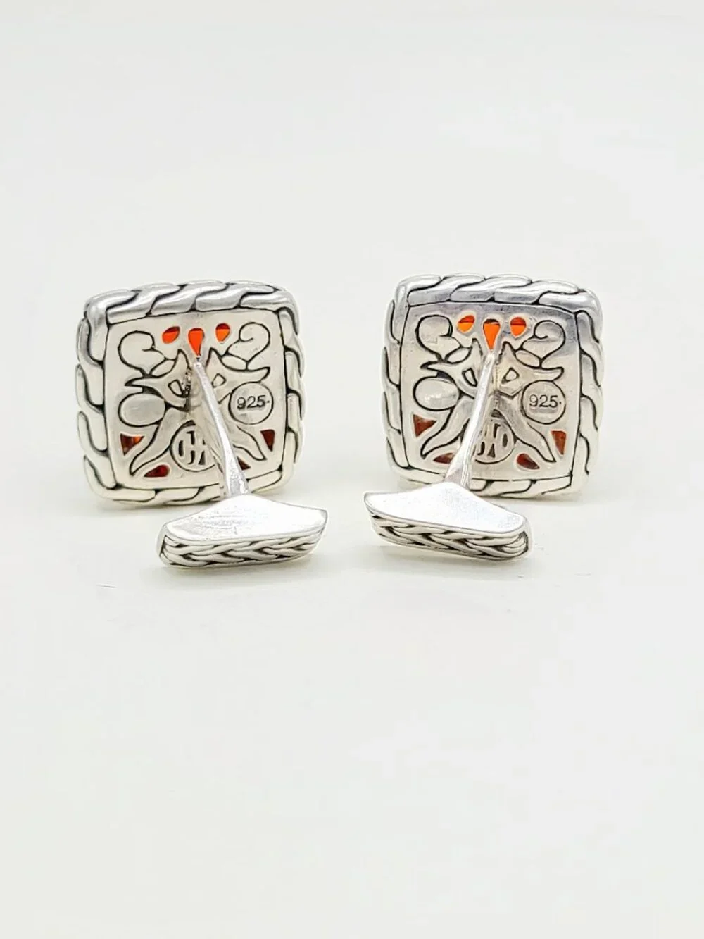 John Hardy Classic Chain Cufflinks in Sterling Silver w/ Carnelian - RARE